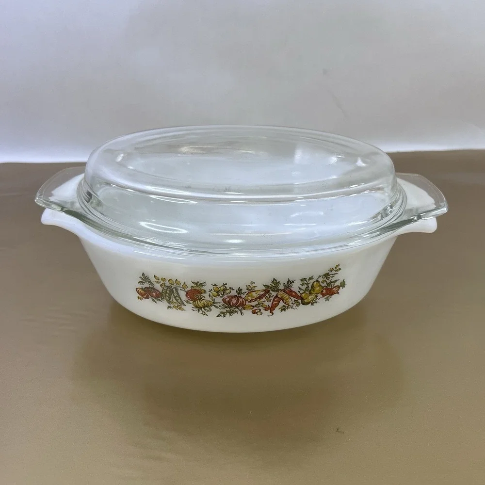 Vintage Anchor Hocking Fire King Harvest Vegetable 1.5 Qt Casserole Lid NOS